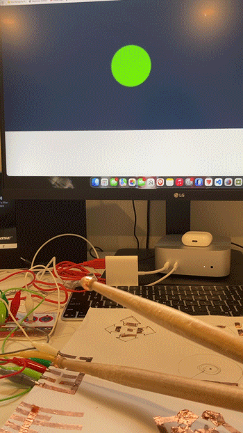 Using it on the previous circuit creating an other percussive instrument such as a xylephone or marimba.