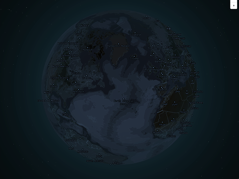 In this map of the globe, I wanted to use the bathymetry tool to show depth of the ocean.