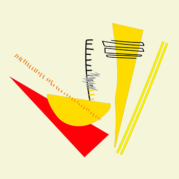 These shapes are categorized to represent my life on any given day: the lines represent where I live, the yellow triangle = I’m an iPhone user, the black squiggle = prefer to use a pen for writing, the yellow semicircle = I’m a morning person, the grey squiggle = time, orange lines = what I’m most likely to do with money, the red triangle = I see the world as the glass half full.