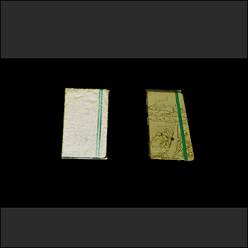 I applied the polygon reduction generator to reduce the amount of polygons in the object. I made a copy of the object to compare how the object would look if I reduced the polygons to 75% and 50%. The journal on the right is 75%, the left is 50%. Seeing this comparison, I continued working on the 75% journal.